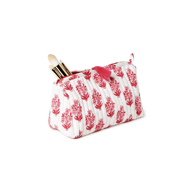 Petal Party Hand Block Printed Cotton Quilted Soft Pouch