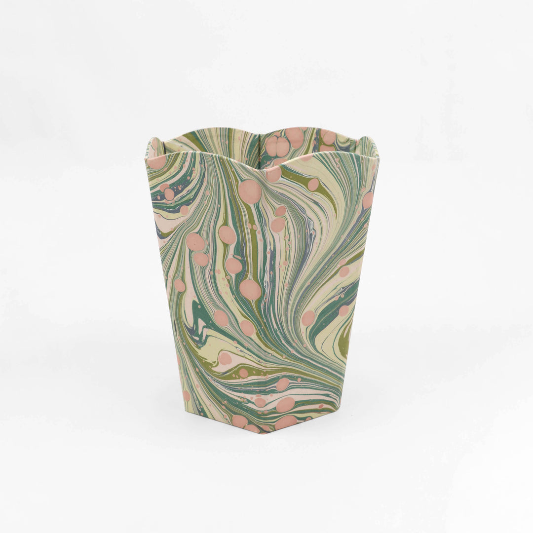 Craft Boat Marbled Scalloped Collapsible Basket