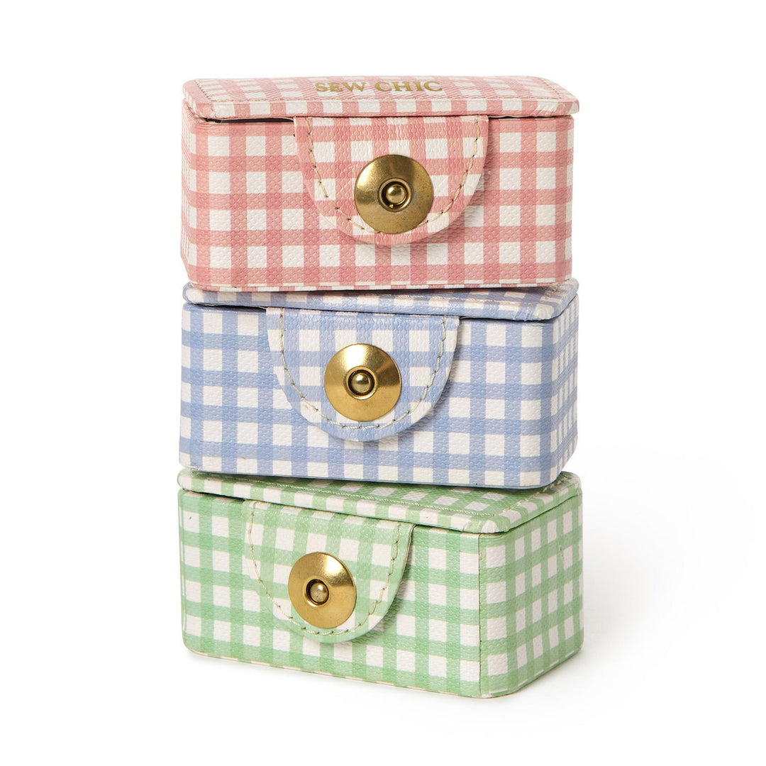 Sew Chic Gingham Printed Eco Leatherette Sewing Kit Box