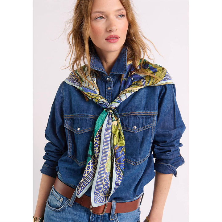 Jardin D'Hiver Blue Medium Square Scarf