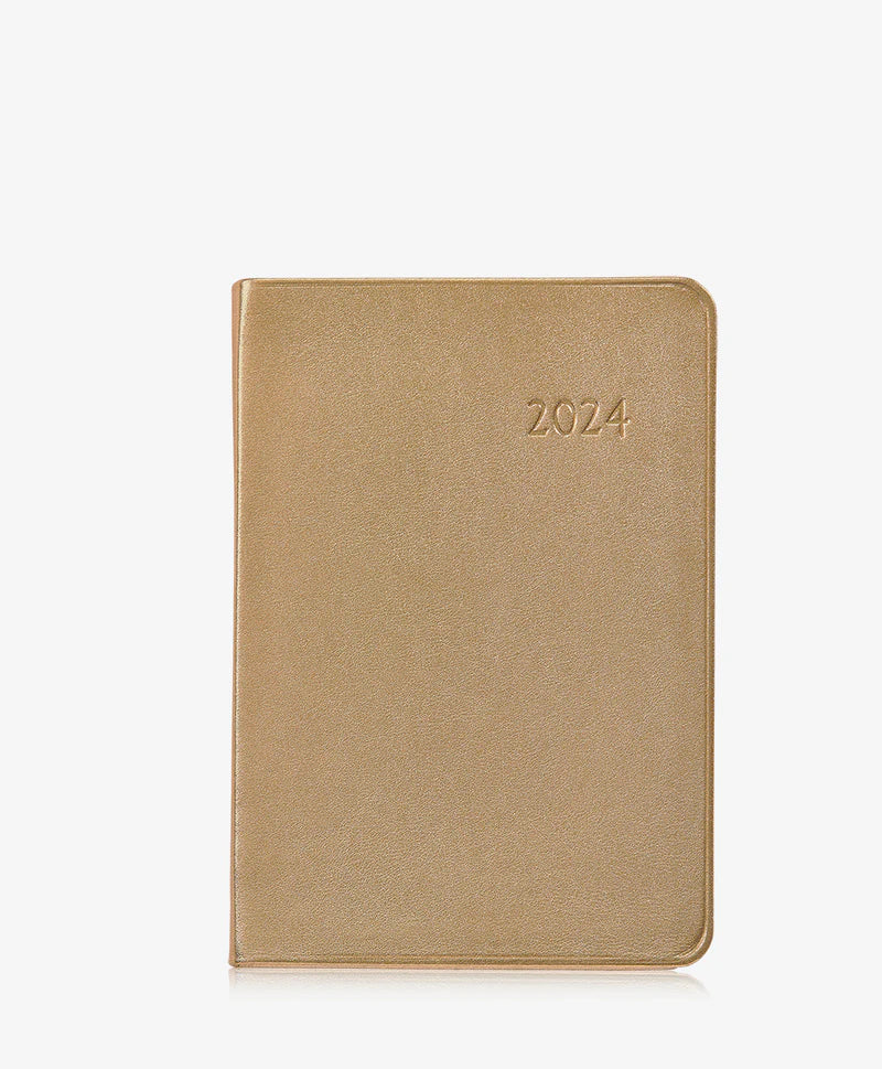 2024 Daily Journal - White Gold Metallic Goatskin Leather