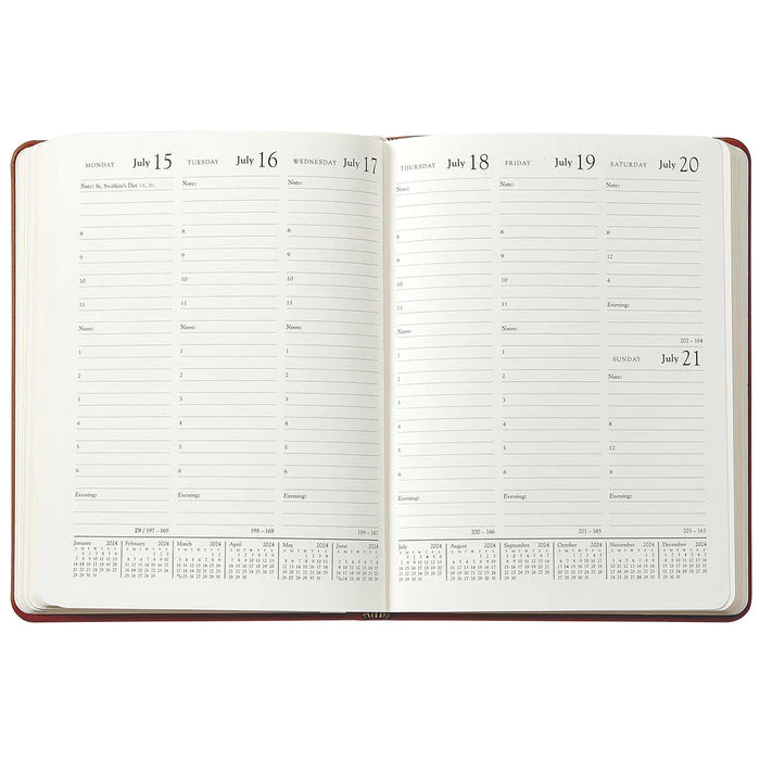 2024 Desk Diary - White Gold Metallic Goatskin Leather