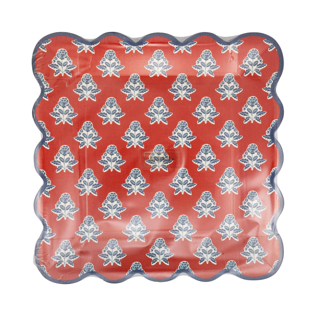 My Mind’s Eye Red Block Floral Paper Plate