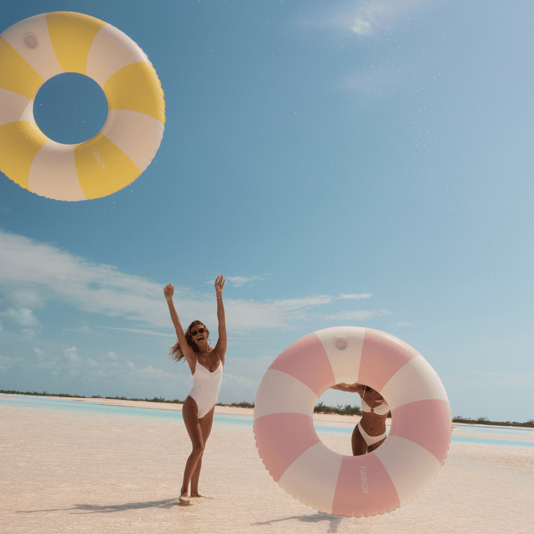 FunBoy Floats Yellow Vintage Stripe Tube Float