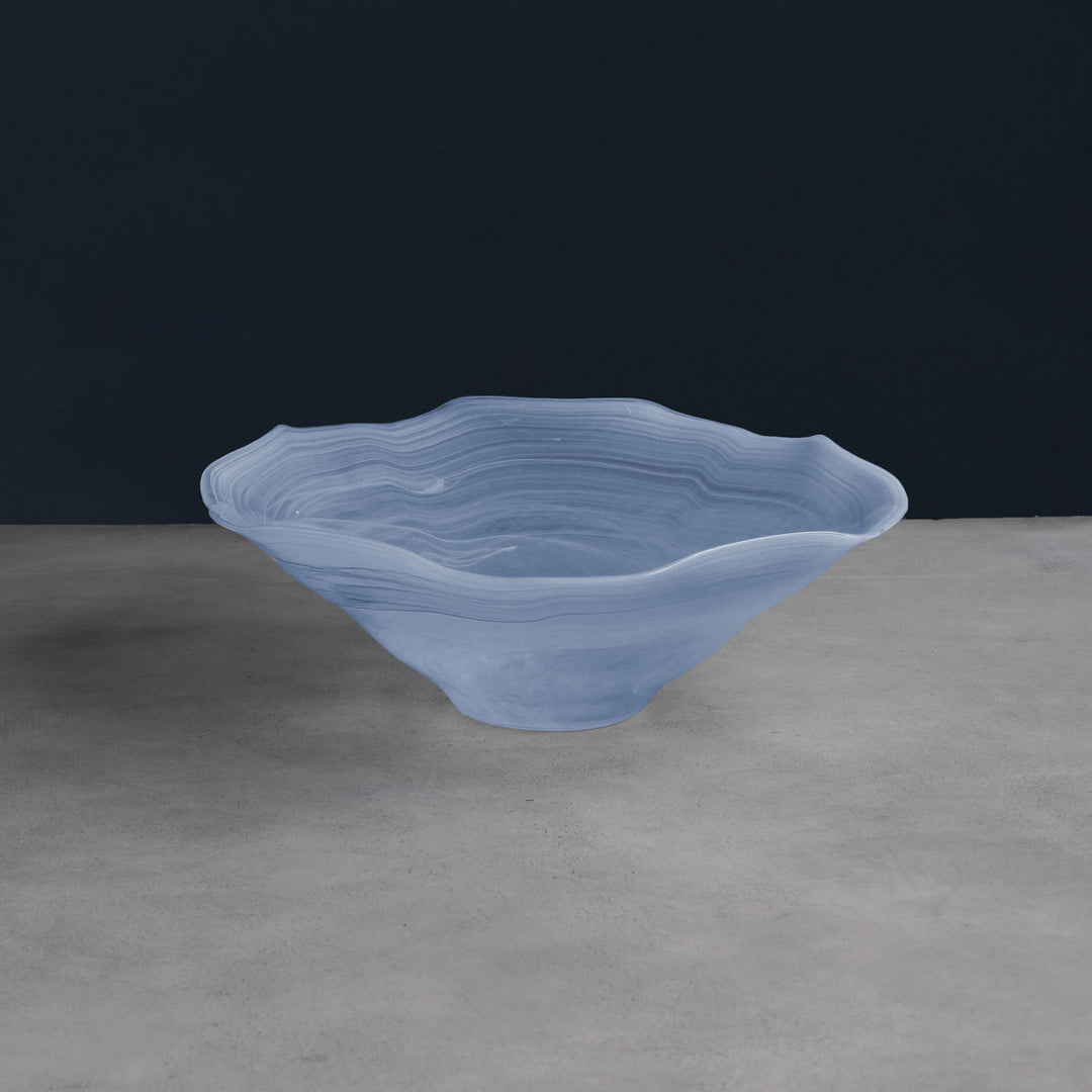 Beatriz Ball - Alabaster Wave Large Bowl - Clear and Blue
