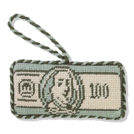 Furbish Needlepoint Icon $100 Bill Ornament