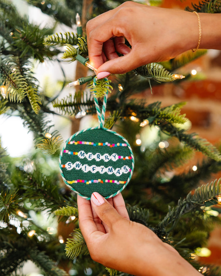 Furbish Studio Merry Swiftmas Needlepoint Ornament