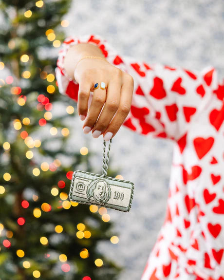 Furbish Needlepoint Icon $100 Bill Ornament