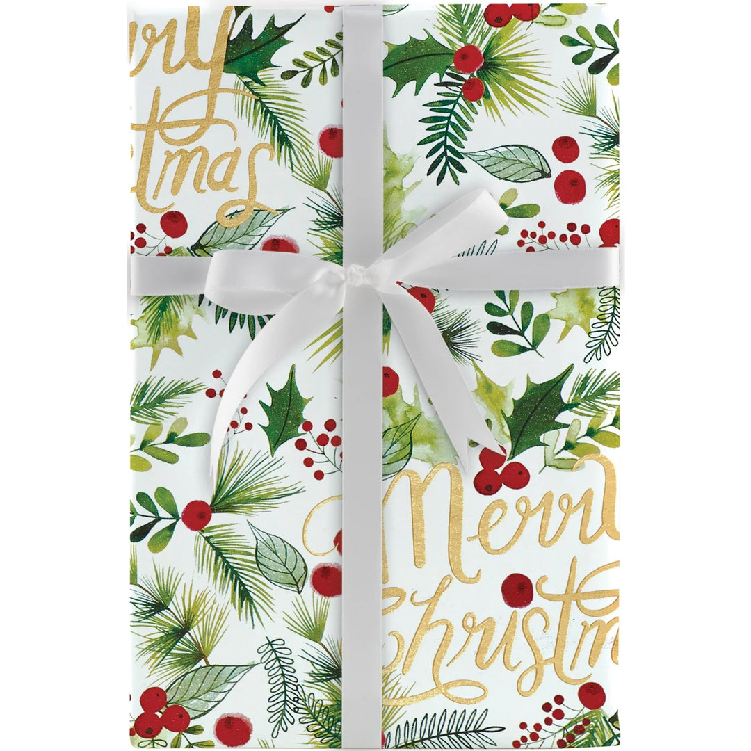 Merry Christmas Sprig Jumbo Roll Gift Wrap