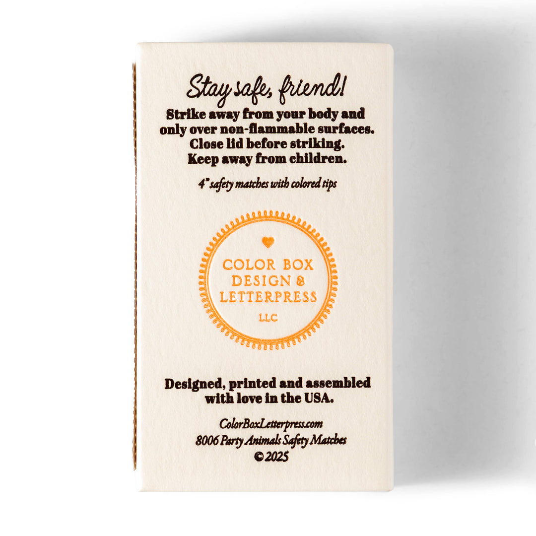 Color Box Design Party Animals Safety Matches