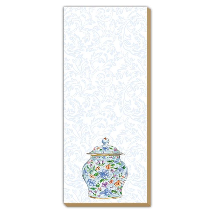 Rosanne Beck Handpainted Blue Chinoiserie Urn Luxe Skinny Pad