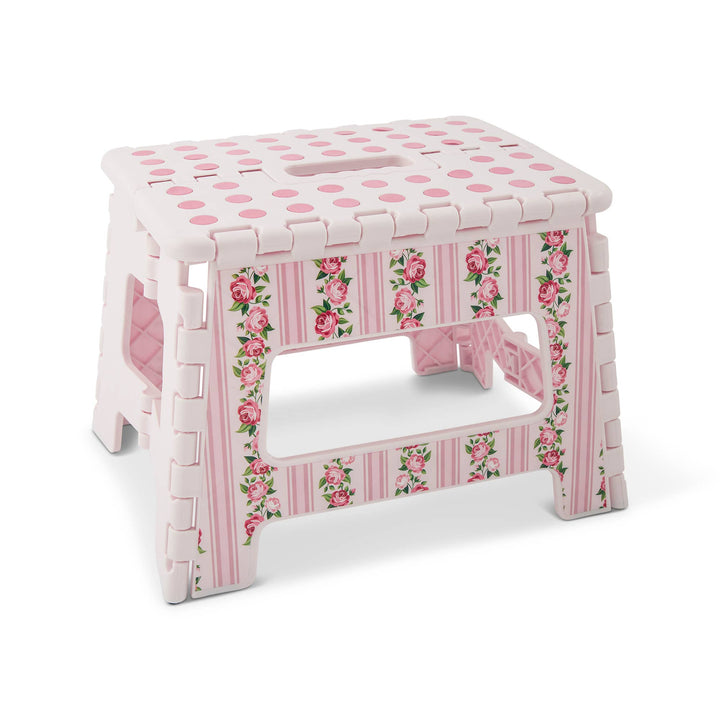 Core Home Pink Floral Stripe Foldable Step Stool