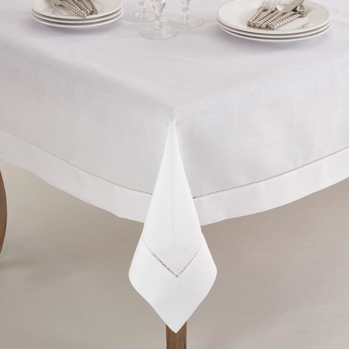 White Tablecloth with Hemstitched Border