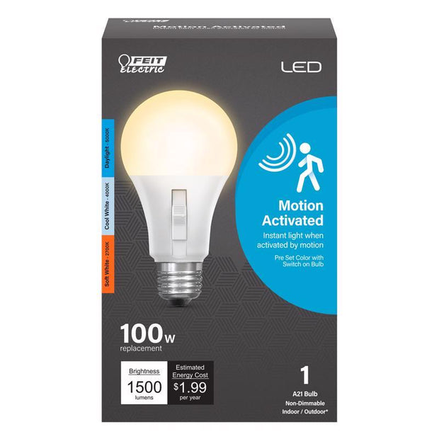 Feit A19 E26 (Medium) LED Motion Activated Bulb Tunable White/Color Changing 100 Watt