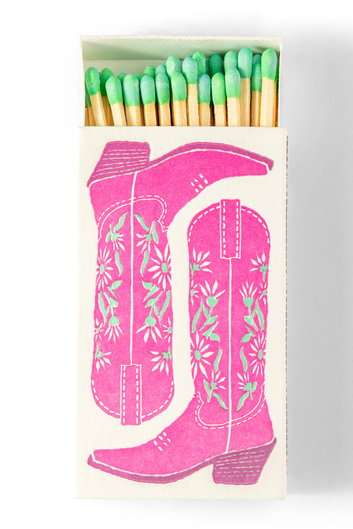 Color Box Design Pink Cowgirl Boots Safety Matches