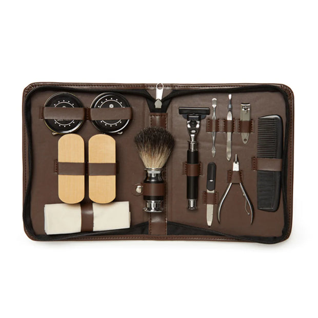 On the Go Grooming and Shoe Shine Kit - Brown