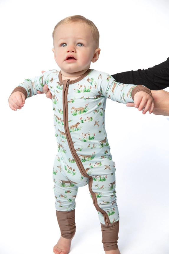 Goosies Baby Delta Bird Hunting Dogs Long Sleeve Zip Pajamas
