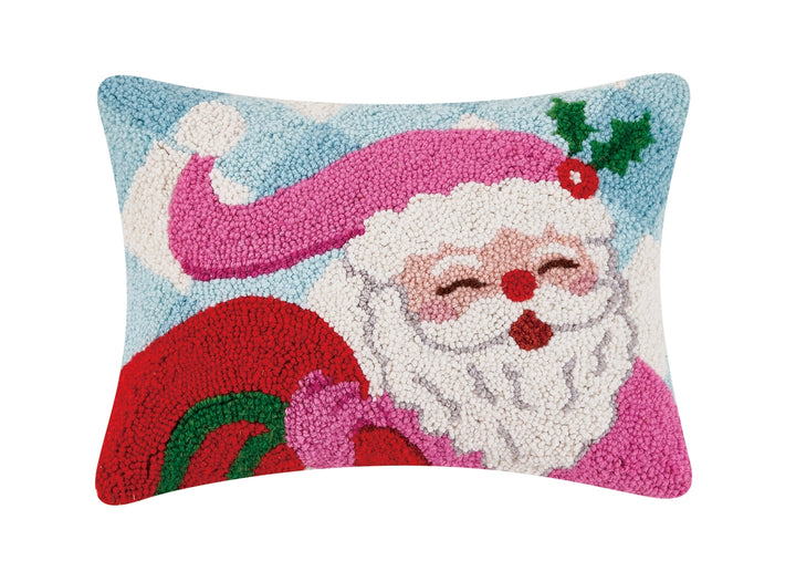 Peking Handicrafts Festive Gingham Santa Hook Pillow