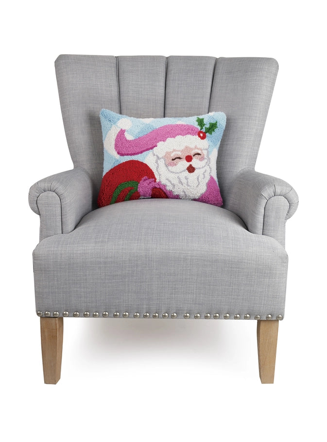 Peking Handicrafts Festive Gingham Santa Hook Pillow