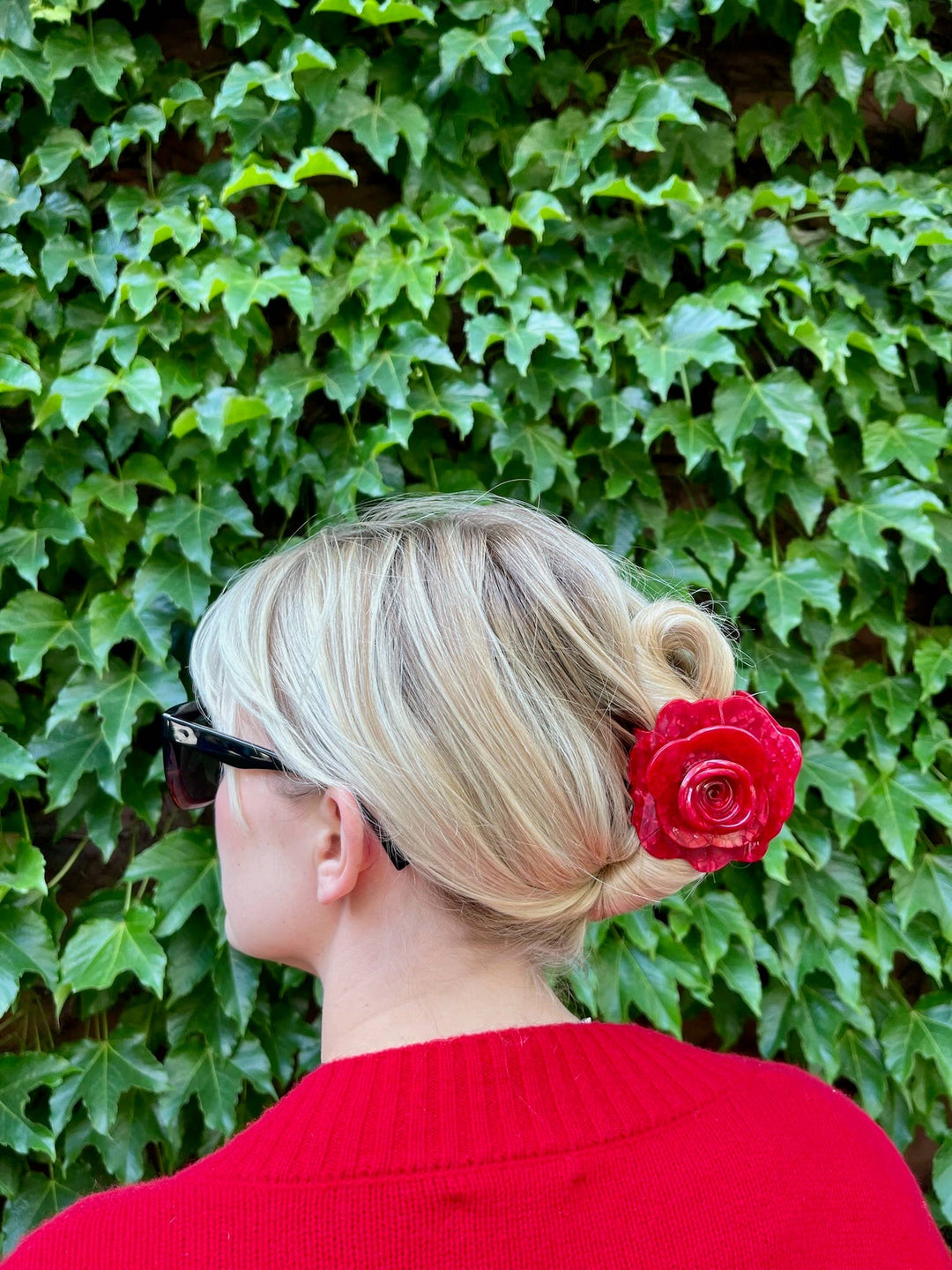 Solar Eclipse Handmade Origami Red Rose Flower Claw Hair Clip