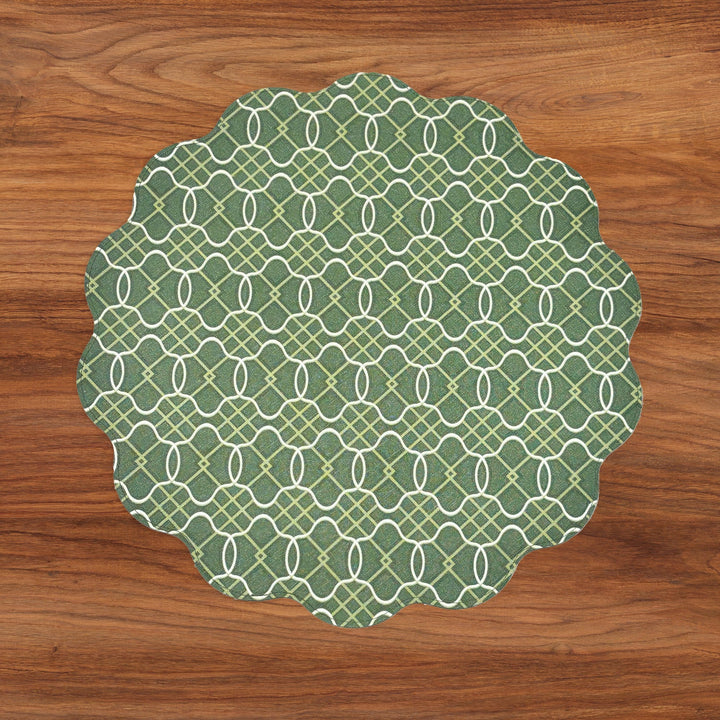 Beatriz Ball Cabbage Roses and Trellis Reversible Round Placemat