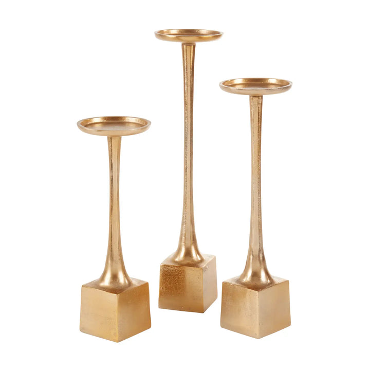 Gold Aluminum Block Base Pillar Holder