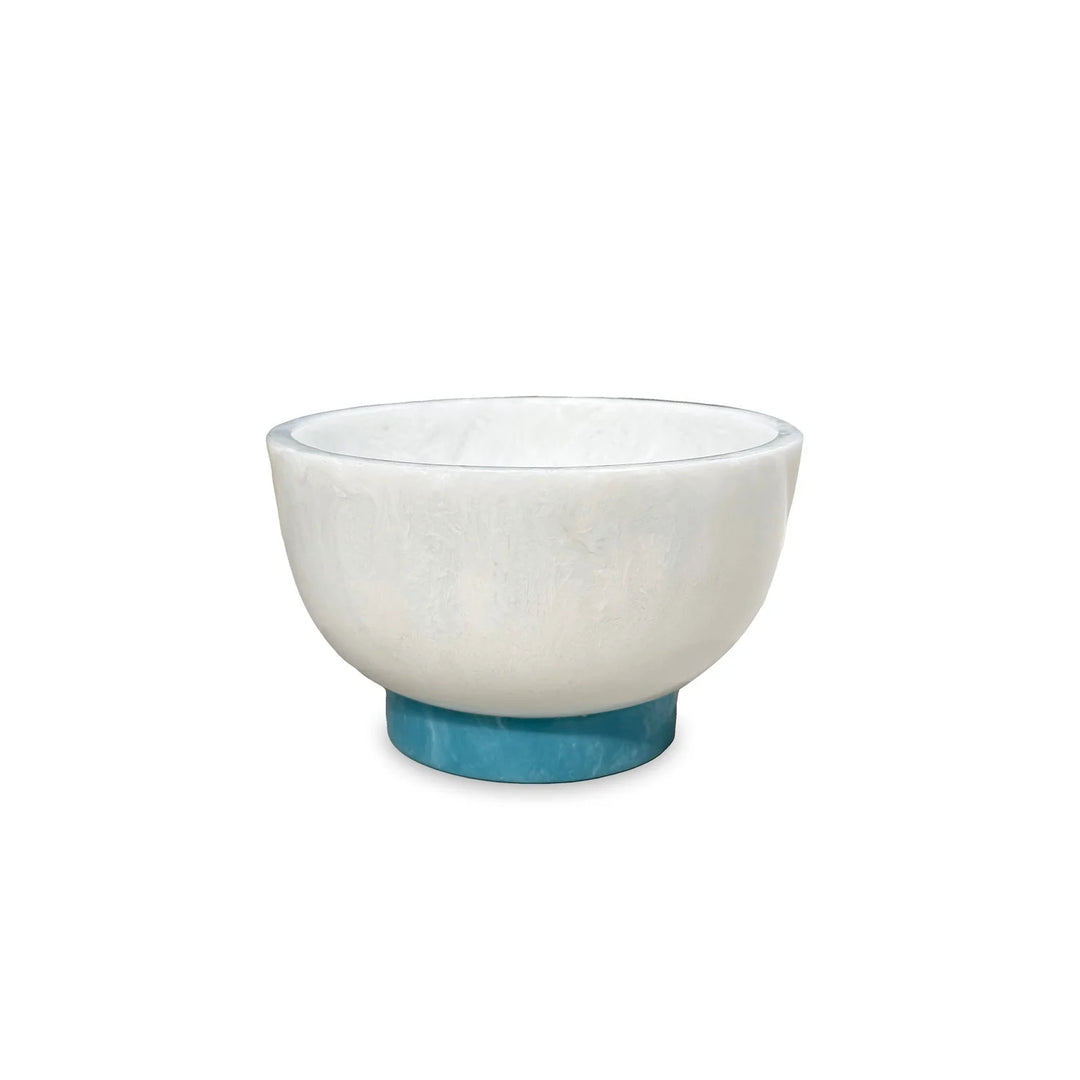 Beatriz Ball White and Turquoise Resin Rio Small Bowl with Base