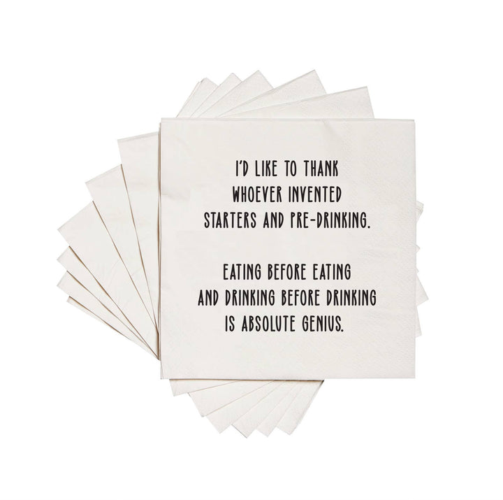 "Starters & Pre-Drinking…" Paper Cocktail Napkins