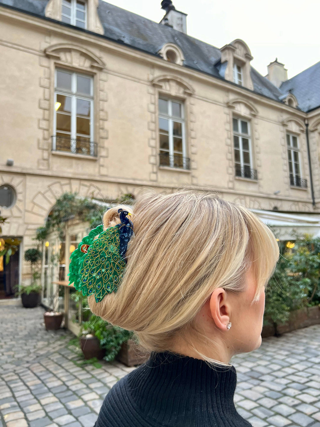 Solar Eclipse Hand-painted Peacock Bird Claw Hair Clip