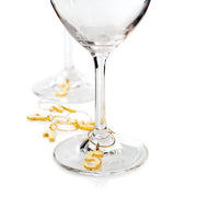 Gold Numbers Wine Charm Set