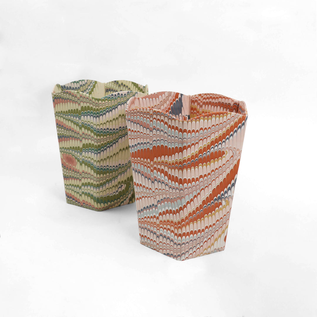 Craft Boat Marbled Scalloped Collapsible Basket