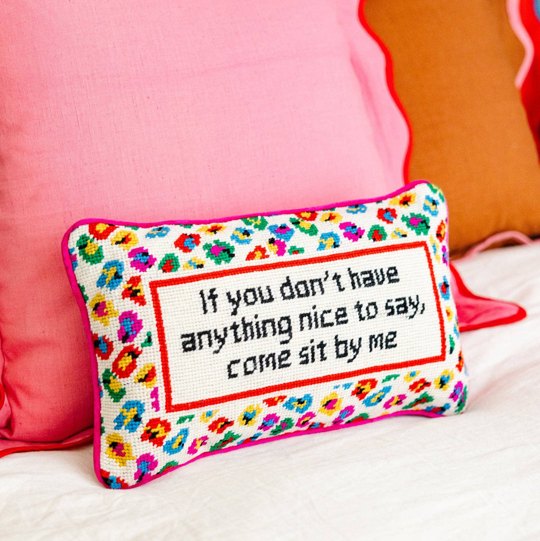 Furbish Studio "Come Sit By Me" Needlepoint Pillow