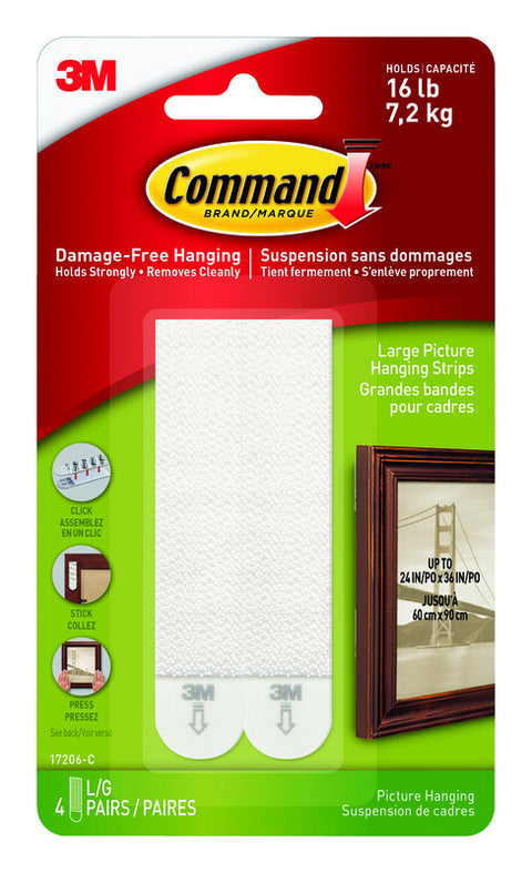 3M Command Large Picture Hanging Strips - White