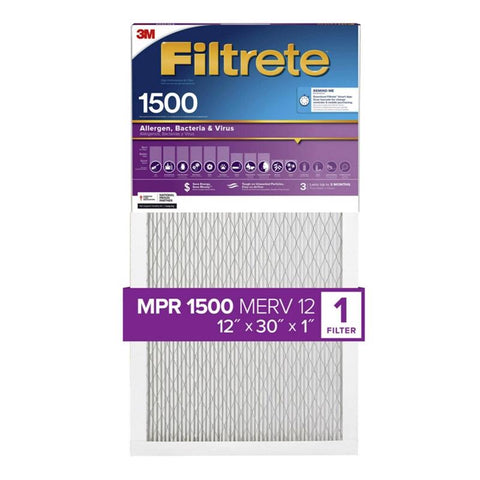 3M Filtrete 12X30X1 MERV 12 Pleated Air Filter