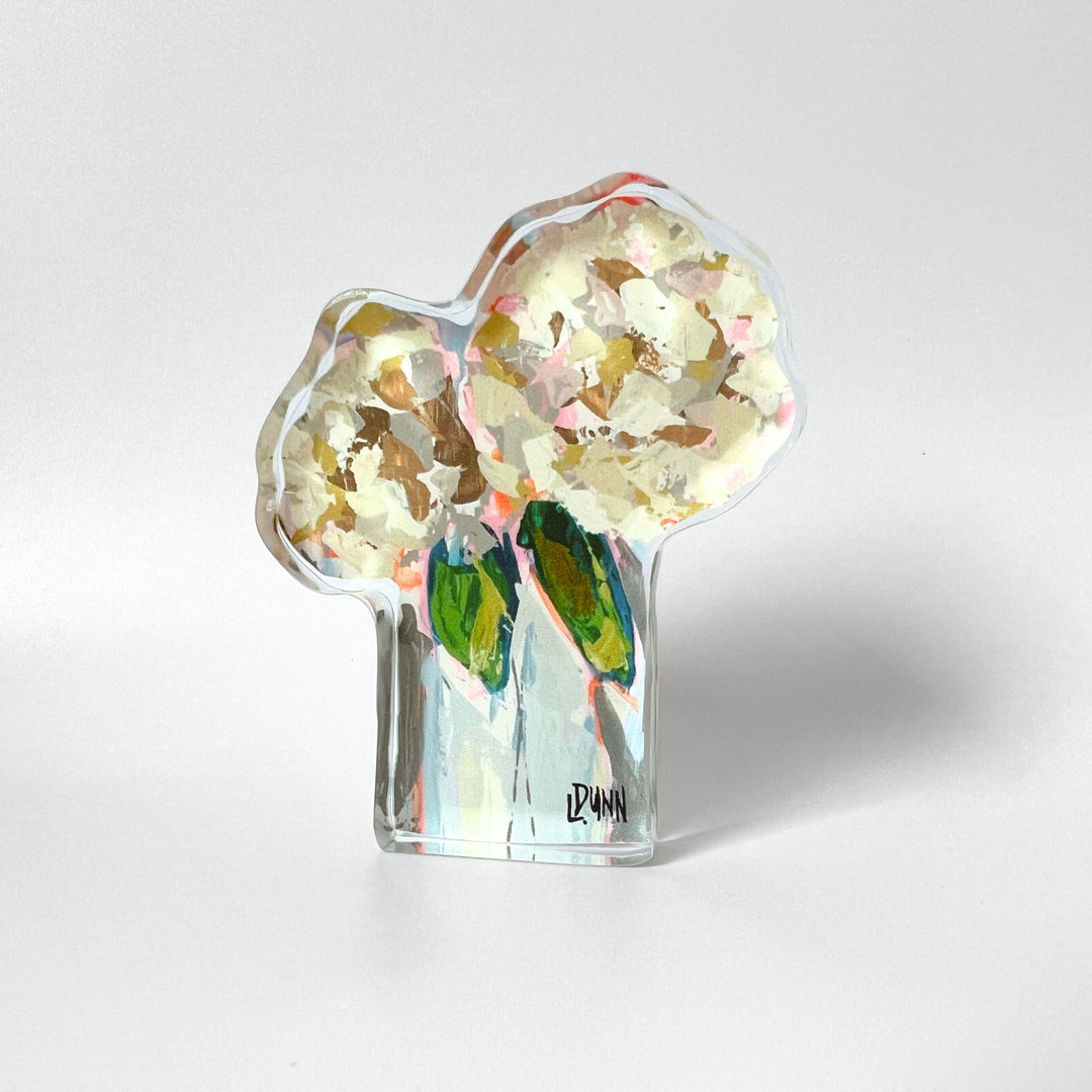 Lauren Dunn Two Hydrangea Blooms Bitty Acrylic Block