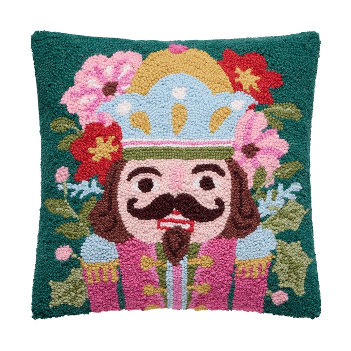 Peking Handicrafts Teal Holiday Nutcracker Hook Pillow