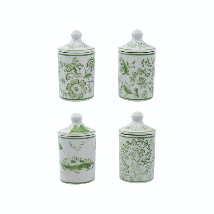 Hazel Mazel Green Hand-Stamped Stoneware Spice Jar