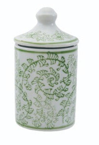 Hazel Mazel Green Hand-Stamped Stoneware Spice Jar