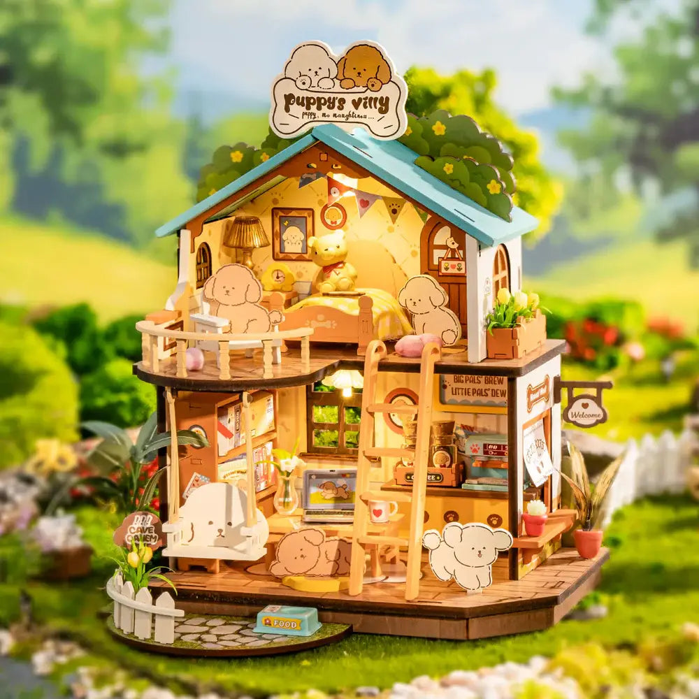 Robotime DIY Miniature House Puzzles Puppy's Cozy Villa