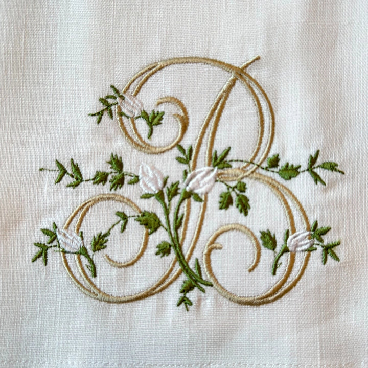 Floral Monogram Linen Towel