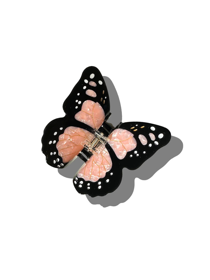 Solar Eclipse Hand-painted Pink Monarch Butterfly Claw Hair Clip