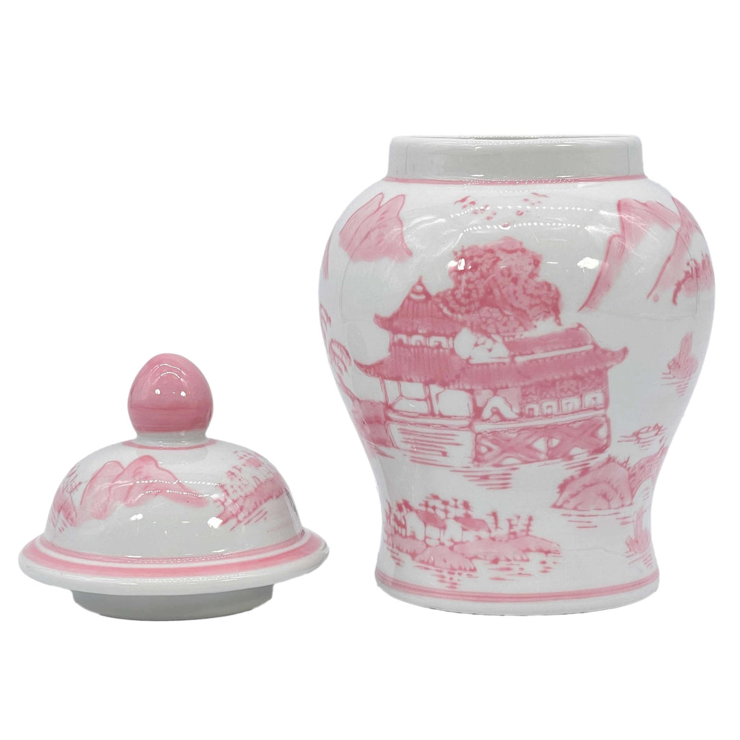 Pink Chinoiserie Ceramic Decorative Tea & Ginger Jar