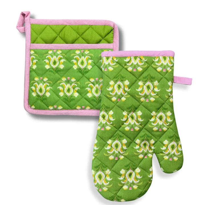Laura Park Designs Rosemary Meadow Oven Mitt and Pot Holder Set