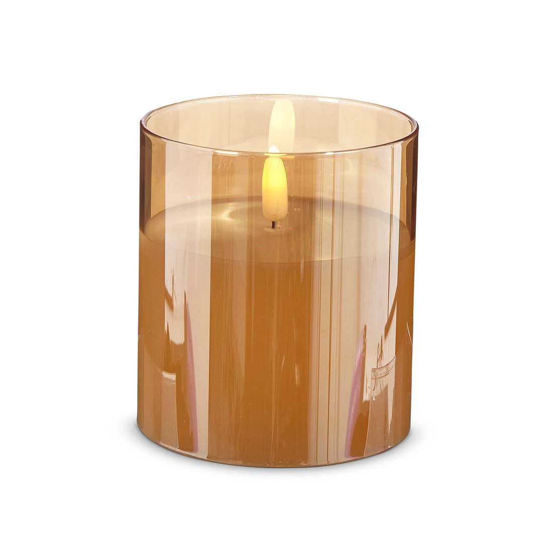 Gold Glass Ivory Pillar Candle