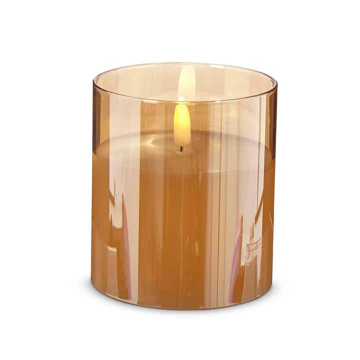 Gold Glass Ivory Pillar Candle