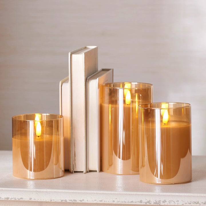 Gold Glass Ivory Pillar Candle