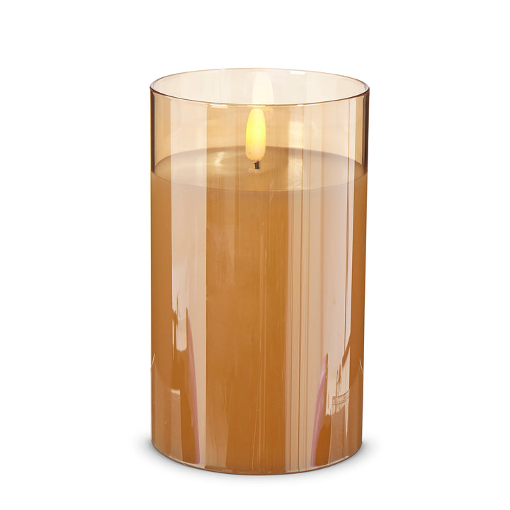 Gold Glass Ivory Pillar Candle