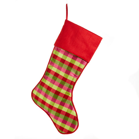 Pink and Green Plaid Stocking