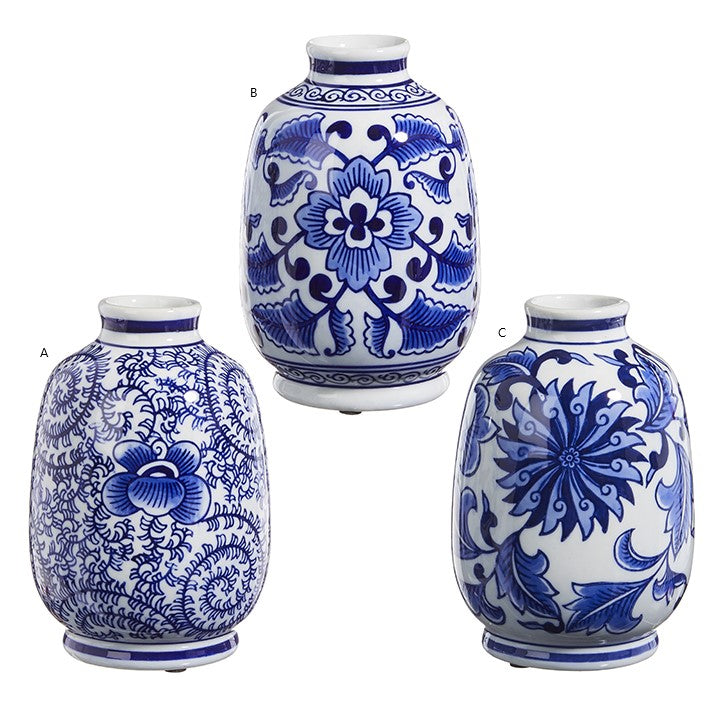 Blue & White Chinoiseries Bud Vase - Assorted
