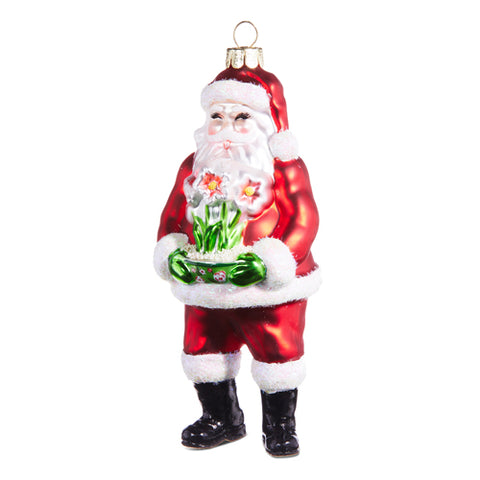 Santa with Amaryllis Ornament